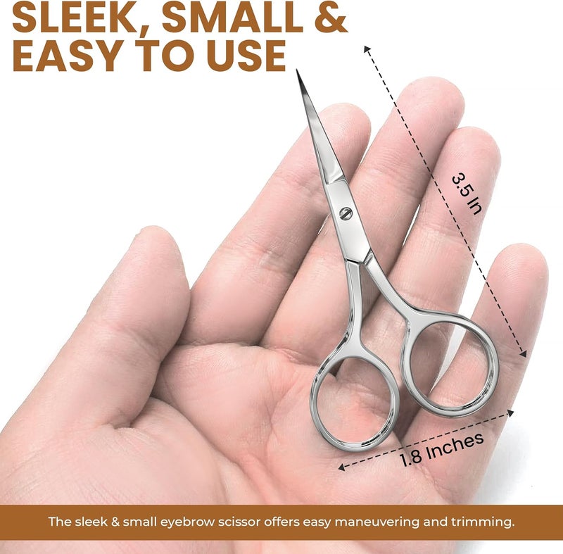 Utopia Care Eyebrow Scissors, Professional Stainless Steel Small Shears for Men and Women Cuticle Nail Scissors, Nose Hair Scissors for Grooming Mustache, Beard, Eyelashes, Ear Hair Trimming, Silver - Image 2
